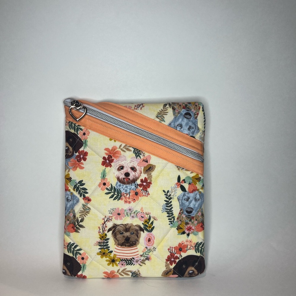Floral Dog Print E-Reader Pouch with Zipper